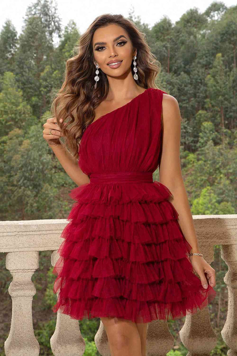 open lace back dress One-Shoulder Sleeveless Dress