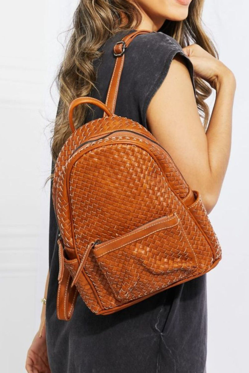 SHOMICO Certainly Chic Faux Leather Woven Backpack SHOMICO Certainly Chic Faux Leather Woven Backpack