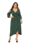 Plus Size Women Short Sleeve Split Lace-Up Off Shoulder Dress - Sofia Valdelli