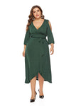 Plus Size Women Short Sleeve Split Lace-Up Off Shoulder Dress - Sofia Valdelli