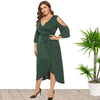 Plus Size Women Short Sleeve Split Lace-Up Off Shoulder Dress - Sofia Valdelli