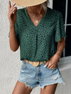 Animal Print V-Neck Flutter Sleeve Blouse - Sofia Valdelli