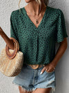 Animal Print V-Neck Flutter Sleeve Blouse - Sofia Valdelli