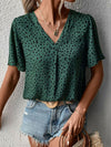 Animal Print V-Neck Flutter Sleeve Blouse - Sofia Valdelli