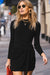 Black Knotted High Waist Long Sleeve Sheath Mini Dress - Mini Dresses - Sofia Valdelli