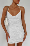 Cowl Neck Contrast Sequin Sleeveless Mini Dress - Sofia Valdelli