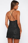 Cowl Neck Contrast Sequin Sleeveless Mini Dress - Sofia Valdelli