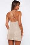 Cowl Neck Contrast Sequin Sleeveless Mini Dress - Sofia Valdelli
