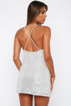 Cowl Neck Contrast Sequin Sleeveless Mini Dress - Sofia Valdelli