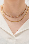 Double-Layered Inlaid Zircon Stainless Steel Necklace - Sofia Valdelli