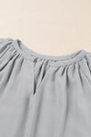Gathered Detail Notched Neck Flutter Sleeve Top - Sofia Valdelli
