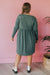 Green Plus Mineral Washed Ribbed Henley Dress - Mini Dresses - Sofia Valdelli