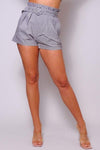 High Waisted Pleated & Belted Plaid Shorts - Sofia Valdelli