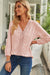 Lace V Neck 3/4 Sleeve Swiss Dot Shirt - Blouses - Sofia Valdelli