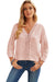 Lace V Neck 3/4 Sleeve Swiss Dot Shirt - Blouses - Sofia Valdelli