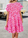 Leopard Short Flounce Sleeve Tiered Dress - Sofia Valdelli
