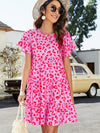 Leopard Short Flounce Sleeve Tiered Dress - Sofia Valdelli
