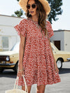 Leopard Short Flounce Sleeve Tiered Dress - Sofia Valdelli