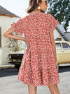 Leopard Short Flounce Sleeve Tiered Dress - Sofia Valdelli