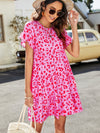 Leopard Short Flounce Sleeve Tiered Dress - Sofia Valdelli