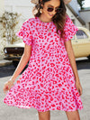 Leopard Short Flounce Sleeve Tiered Dress - Sofia Valdelli