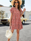 Leopard Short Flounce Sleeve Tiered Dress - Sofia Valdelli