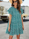 Leopard Short Flounce Sleeve Tiered Dress - Sofia Valdelli