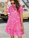 Leopard Short Flounce Sleeve Tiered Dress - Sofia Valdelli
