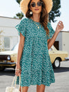 Leopard Short Flounce Sleeve Tiered Dress - Sofia Valdelli