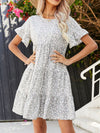 Leopard Short Flounce Sleeve Tiered Dress - Sofia Valdelli