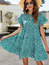 Leopard Short Flounce Sleeve Tiered Dress - Sofia Valdelli