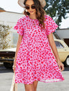 Leopard Short Flounce Sleeve Tiered Dress - Sofia Valdelli