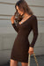 Long Sleeve V-Neck Bodycon Dress - Sofia Valdelli
