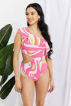 Marina West Swim Vitamin C Asymmetric Cutout Ruffle Swimsuit in Pink - Sofia Valdelli