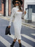 Mockneck Cut Out Solid Color Slit Dress - Midi Dresses - Sofia Valdelli