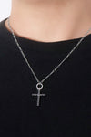 Moissanite Cross Pendant Platinum-Plated Necklace - Sofia Valdelli