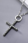 Moissanite Cross Pendant Platinum-Plated Necklace - Sofia Valdelli