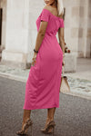 Off-Shoulder Short Sleeve Split Dress - Sofia Valdelli