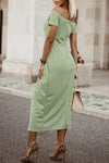 Off-Shoulder Short Sleeve Split Dress - Sofia Valdelli