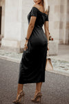 Off-Shoulder Short Sleeve Split Dress - Sofia Valdelli
