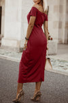 Off-Shoulder Short Sleeve Split Dress - Sofia Valdelli