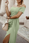 Off-Shoulder Short Sleeve Split Dress - Sofia Valdelli