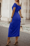 Off-Shoulder Short Sleeve Split Dress - Sofia Valdelli