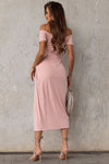 Off-Shoulder Short Sleeve Split Dress - Sofia Valdelli