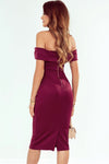 Off-Shoulder Zip-Back Slit Dress - Sofia Valdelli