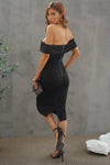 Off-Shoulder Zip-Back Slit Dress - Sofia Valdelli