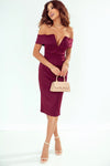 Off-Shoulder Zip-Back Slit Dress - Sofia Valdelli