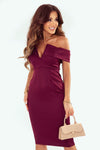 Off-Shoulder Zip-Back Slit Dress - Sofia Valdelli