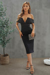 Off-Shoulder Zip-Back Slit Dress - Sofia Valdelli