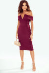 Off-Shoulder Zip-Back Slit Dress - Sofia Valdelli